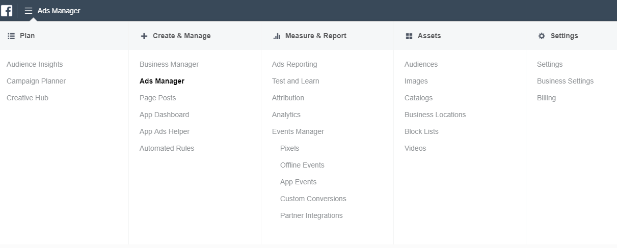 facebook ads manager