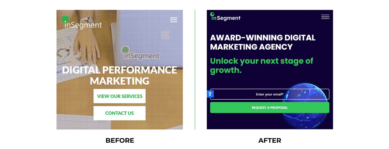inSegment website before & after website redesign
